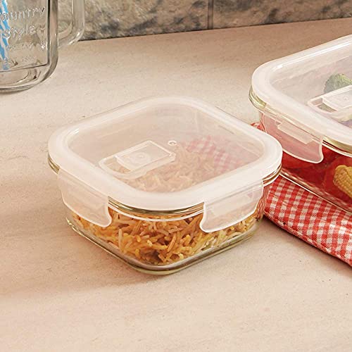 Femora Borosilicate Glass Containers for Kitchen | Storage Box for Kitchen With Air Vent Lid | Set of 2 | 500 Ml Each