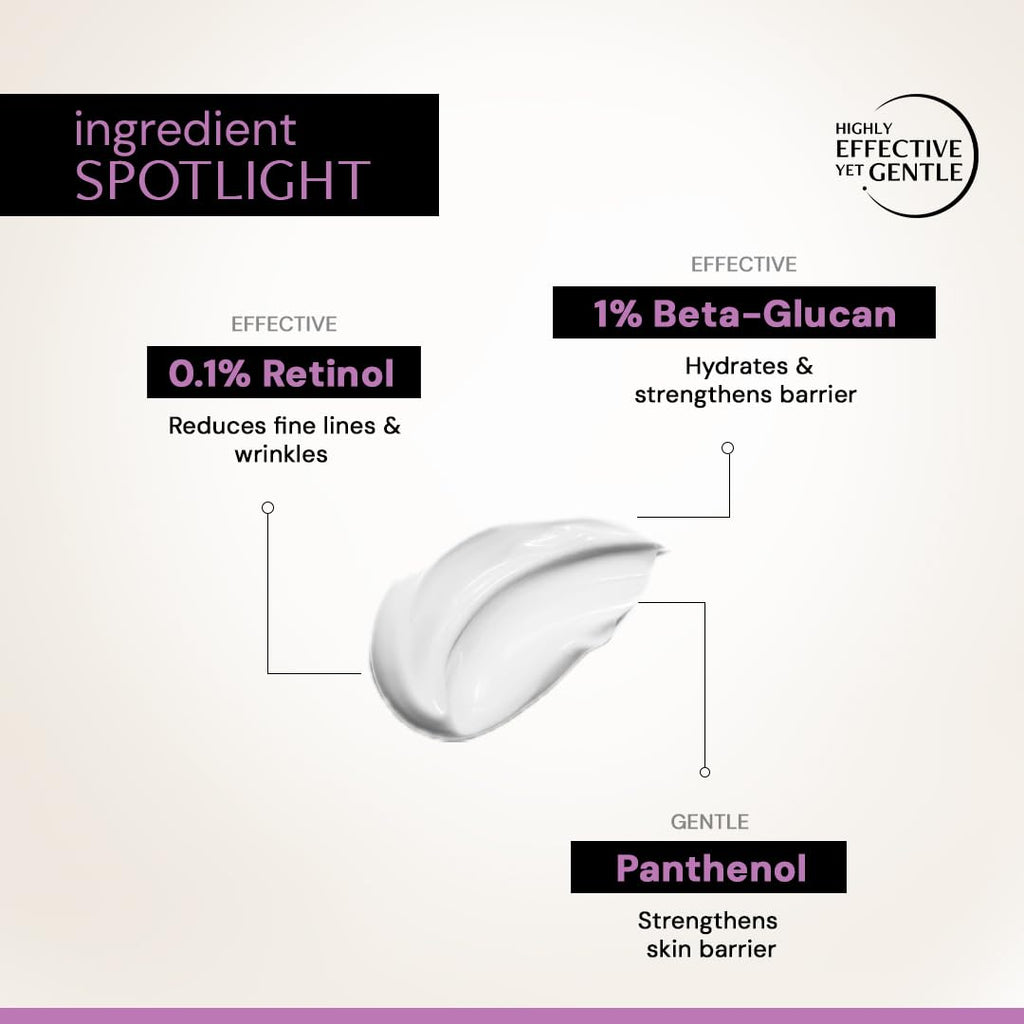 Deconstruct 0.1% Retinol Night Cream with 1% Beta-Glucan Complex | Beginner Friendly | Anti-Aging Night Cream for Fine Lines and Wrinkles | For Women & Men | 50 gm