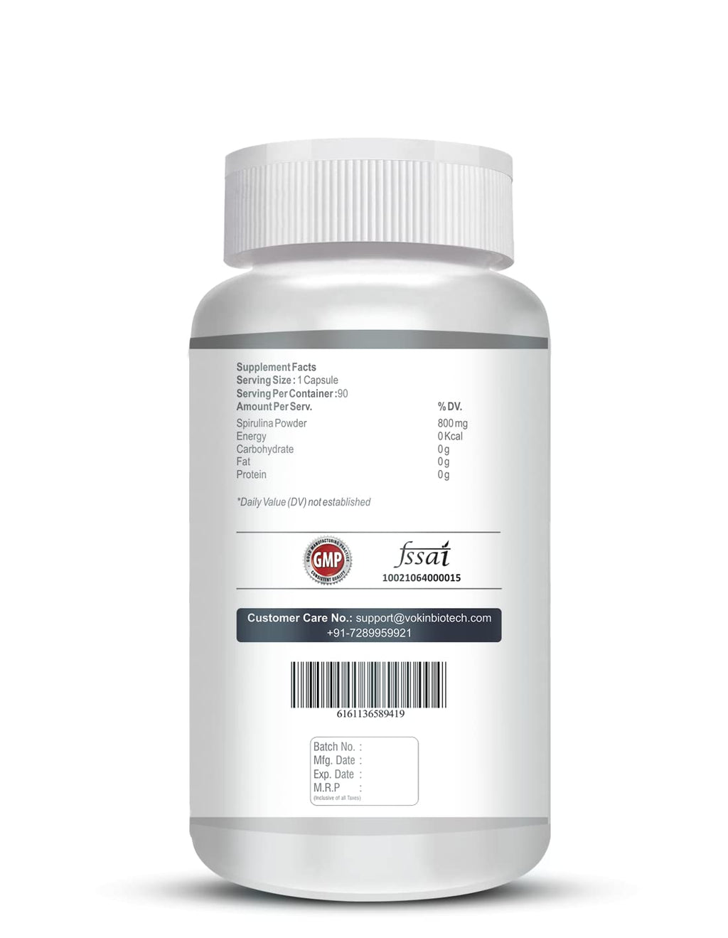 Vokin Biotech Spirulina- Support Heart Health and Liver Health -800mg (90 Capsules)
