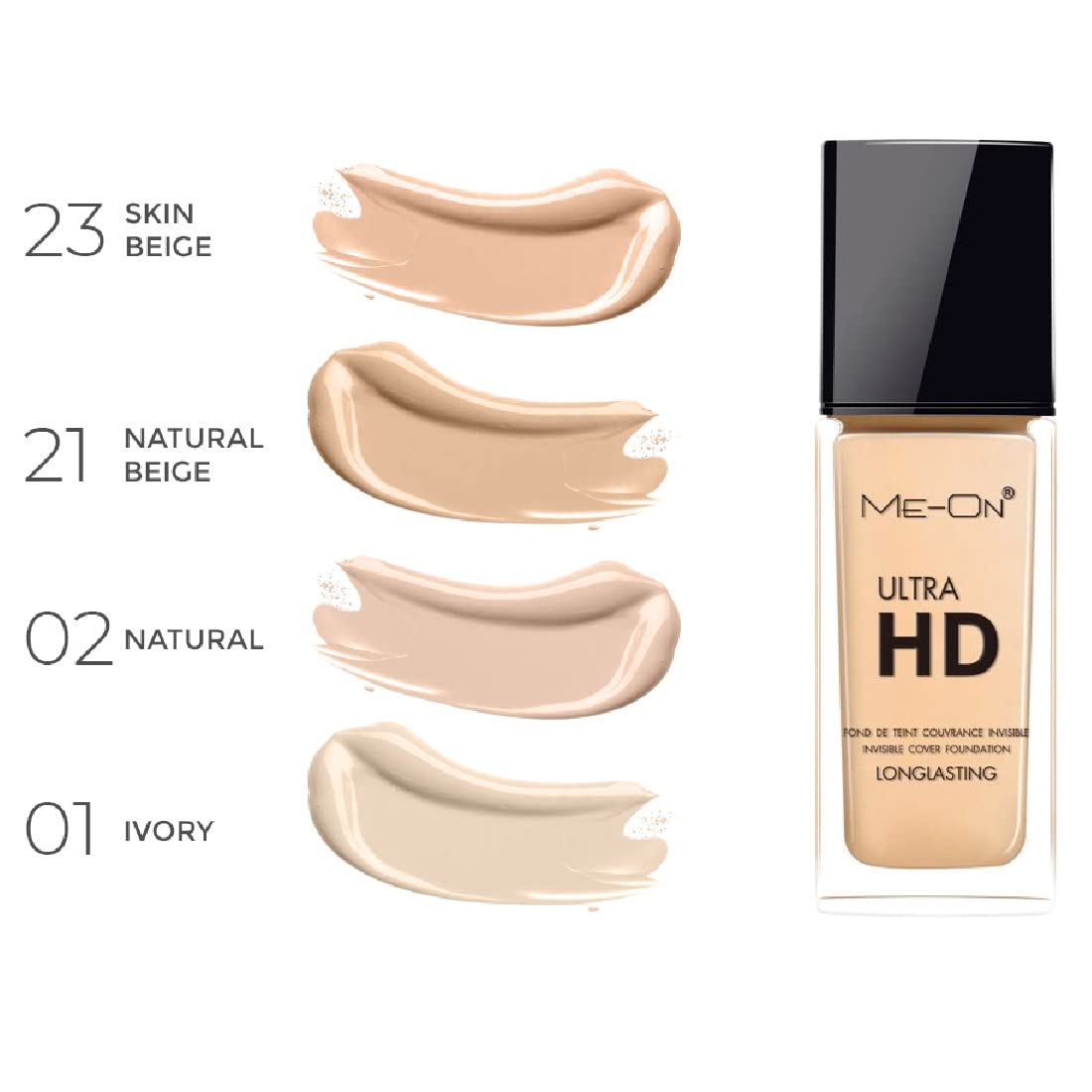 ME-ON Ultra Hd Cream Full Coverage Foundation For Normal Skin Type (Shade 02 - Natural) 30Ml