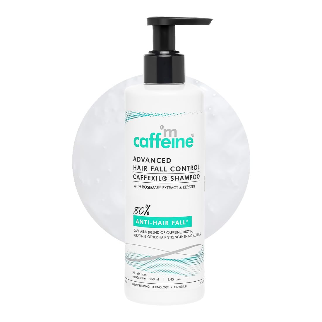 mCaffeine Advanced Hair Fall Control CaffexilÂ® Shampoo with Keratin, Biotin & Rosemary | 80% Hair Fall Control | Reduces Breakage & Thinning | Shampoo for Men & Women | Sulphate Free - 250 ML