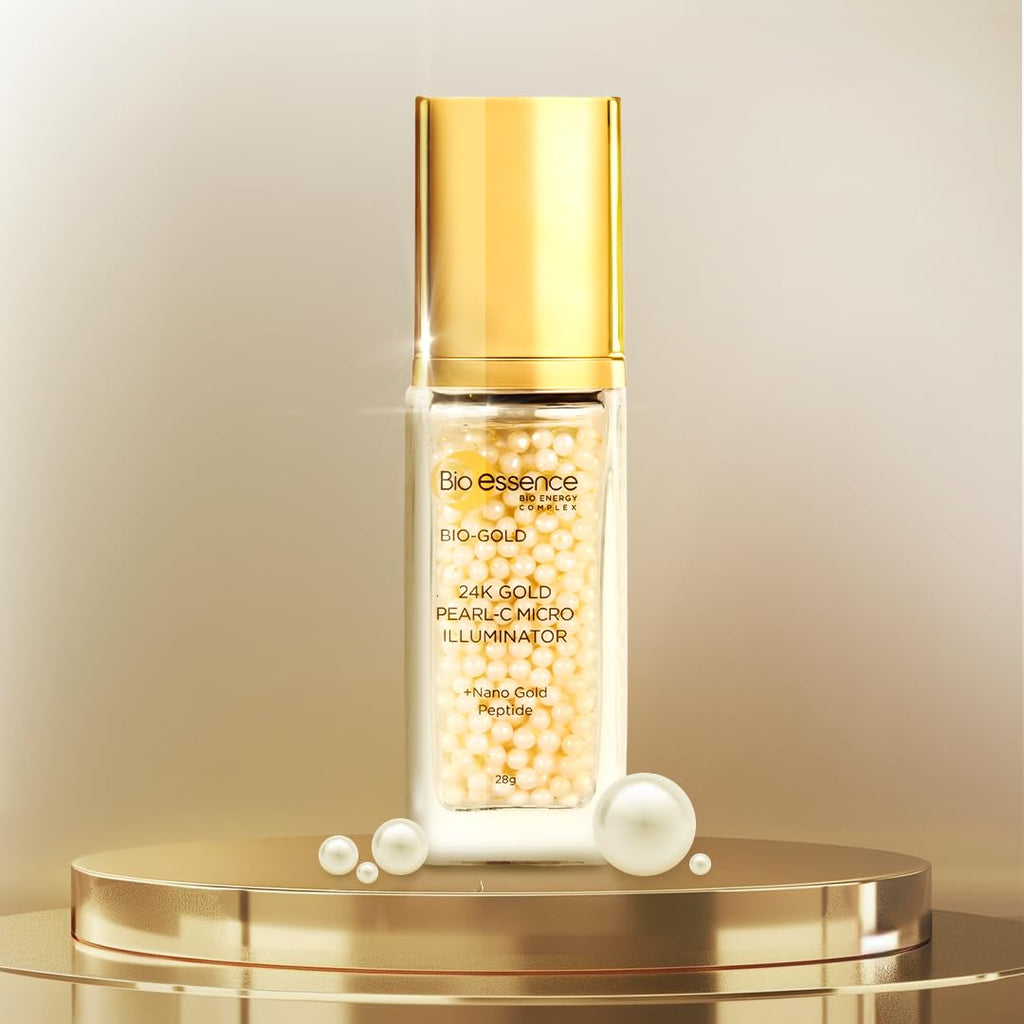 Bio Essence Bio -Gold 24K Gold Pearl-C Micro Illuminator (28g) | Skin Brightening Serum with Vitamin C for Even Skin Tone | White, Radiant Finish, Serum, Unisex, 28 g (Pack of 1)