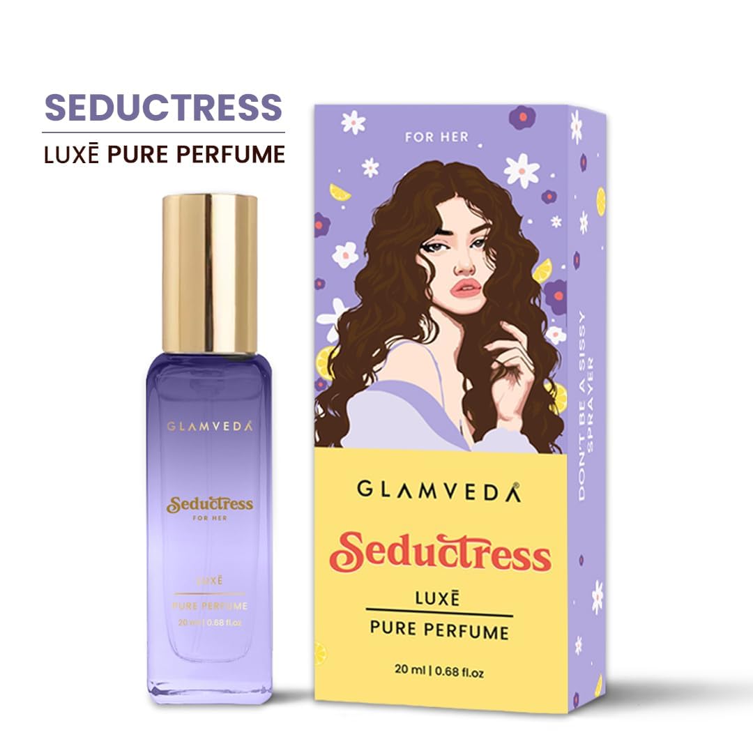 Glamveda Seductress Luxury Pure Perfume for Woman 20ml | Long-Lasting Fragrance | with Pink Pepper, Jasmine, Ambergris, Musk and Vanilla | Floral & Fruity Premium Perfume for Women
