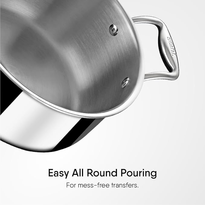 Stahl Triply Stainless Steel Casserole With Glass Lid | Artisan 4122 | 22 Cm | 3.8 Liters