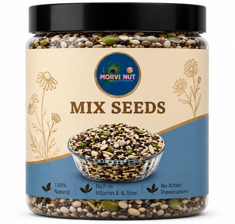 MORVI NUT 5 in 1 Seeds Mix 100g - Edible Seeds | Healthy Super Seed Combo | Healthy Snacks | 100% Natural and Roasted Mix Seed for Eating Diet Snacks Perfect for Giftings