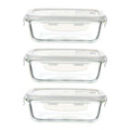 Femora Borosilicate Glass Containers for Kitchen | Storage Box for Kitchen With Air Vent Lid | Set of 3 | 1000 Ml