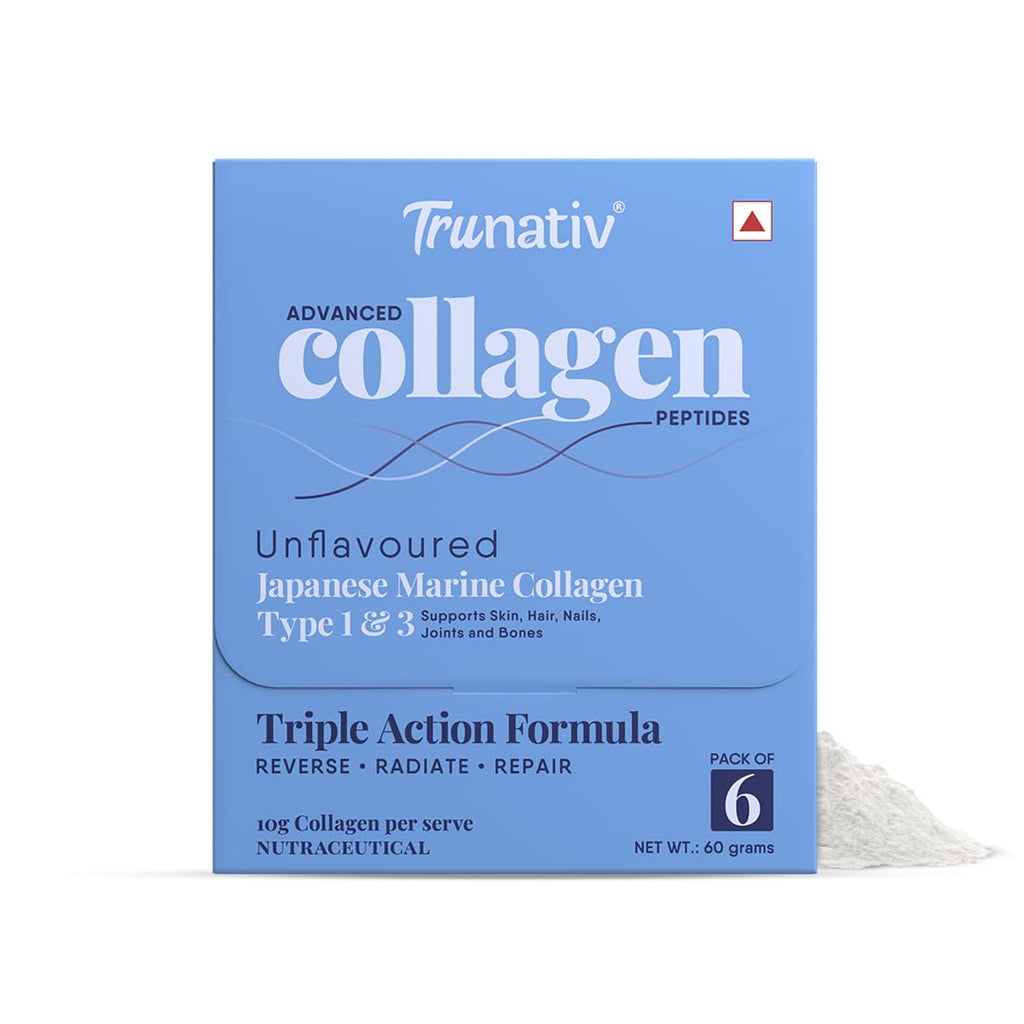 Trunativ Collagen Supplements | Advanced Japanese Marine Collagen Powder for Women & Men | Type 1 and 3 Hydrolyzed Peptides | Supplement with Hyaluronic Acid | Supports Skin Glow, Hair Growth, and Nail Strength | Unflavoured | 60g (Pack of 1)
