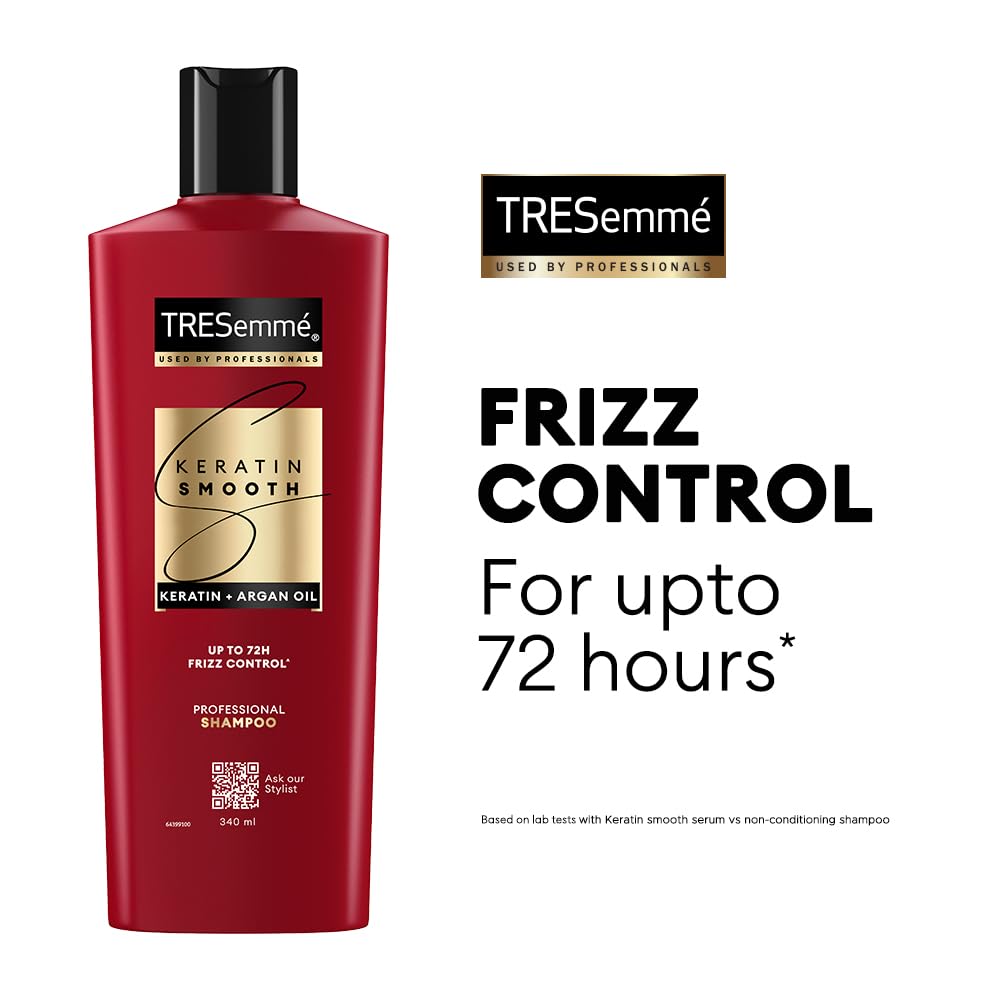 TRESemme Keratin Smooth+ Shampoo With Keratin Protein and Argan Oil | Salon-Like Smooth Hair | Up To 72H Frizz Control