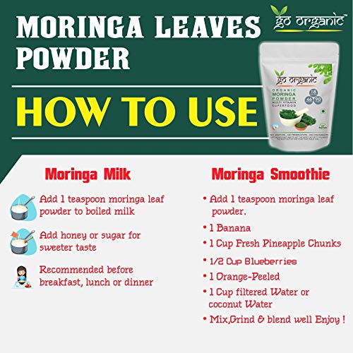 Go Organic Pure Moringa Leaf Powder 300g | Organic Moringa Oleifera Superfood for Immunity & Energy Boost | Natural Leaf Powder
