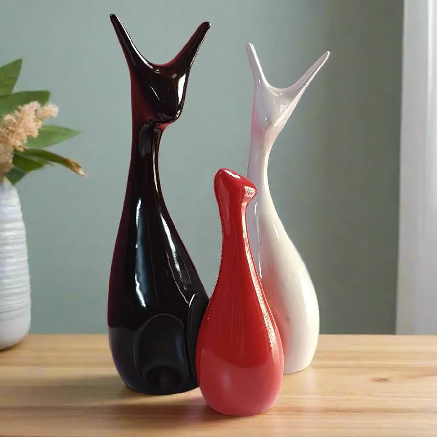 Alila Good Luck Deer Family Statue Showpiece Idol for Home Living Room Decor Gifting Decoration Set of 3