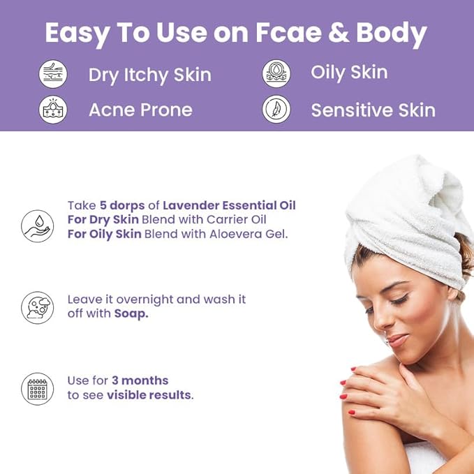 Lavaya Lavender Essential Oil Pure & Natural Undiluted for Relaxing Sleep Skin Care Oil - 15 ml