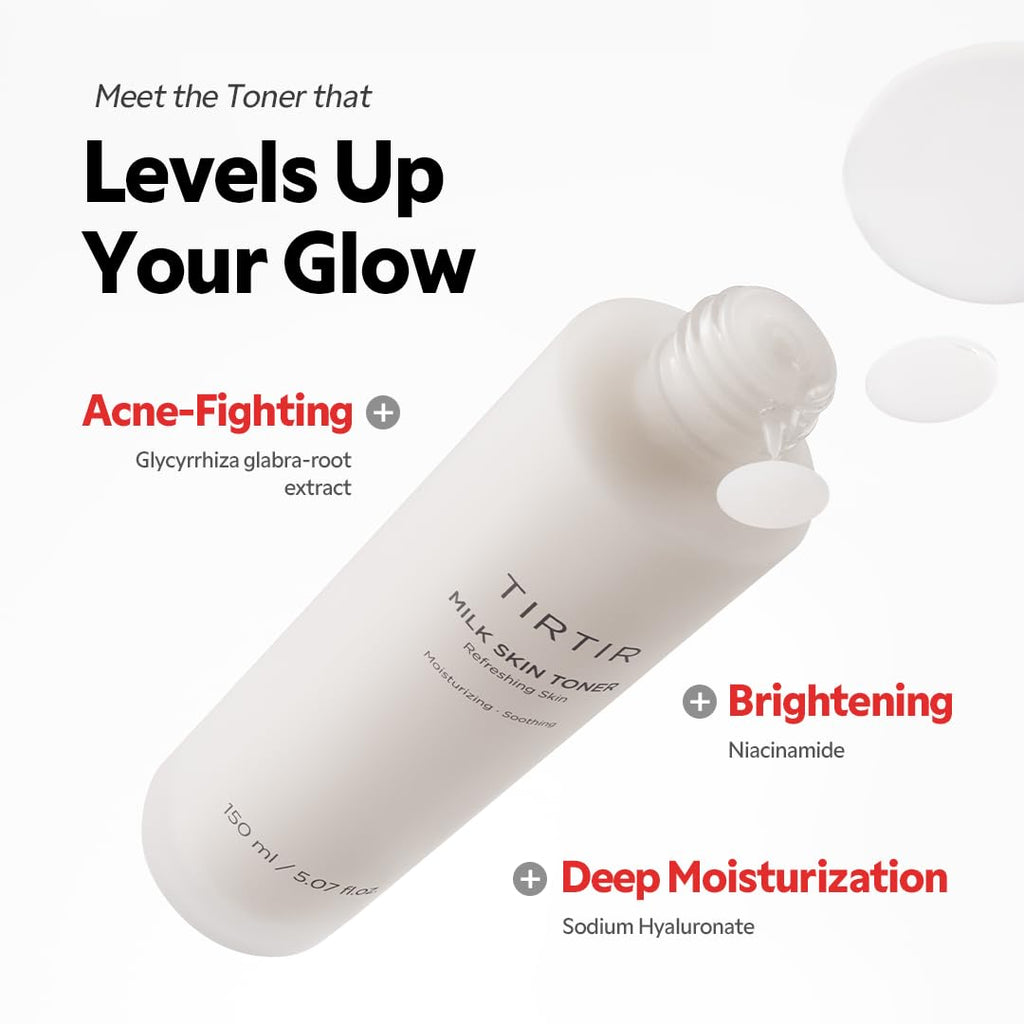TIRTIR Milk Skin Rice Toner | Deep Moisturizing, Hydrating Toner for face | Niacinamide, Ceramide, Rice Bran Extract | Nature-Oriented Ingredients for Korean Skin Care | Vegan, (150 ml)