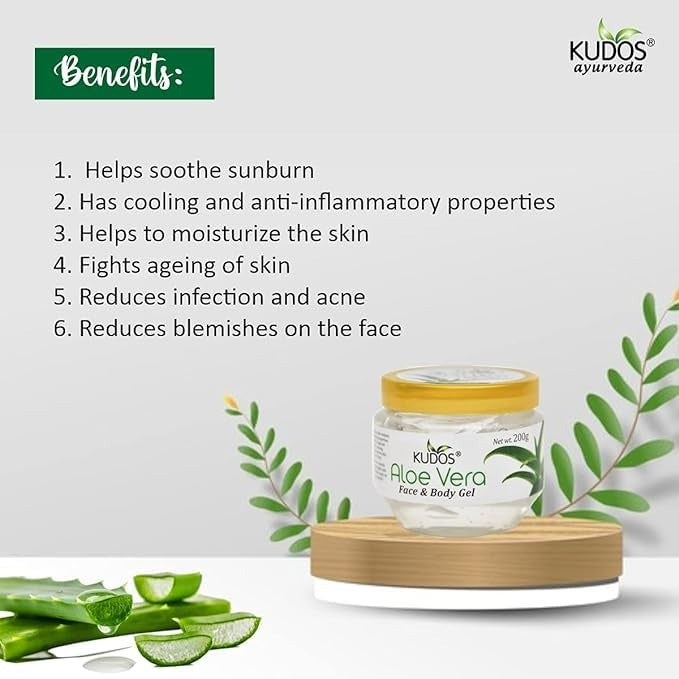 Kudos AloeVera Face & Body Gel - 200 gms (Pack of 4)