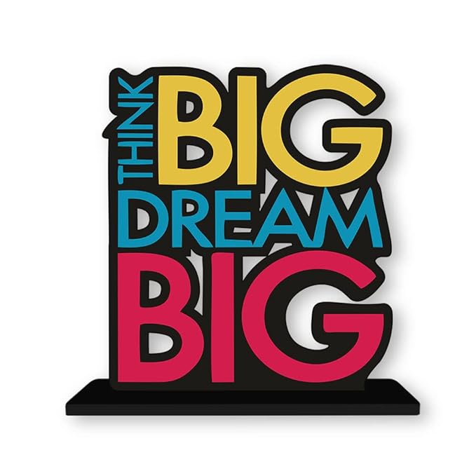 Art Vibes Wooden Idols & Figurine Think Big Dream Motivational Quote Table Decor for Office Desk | Home Decoration Item