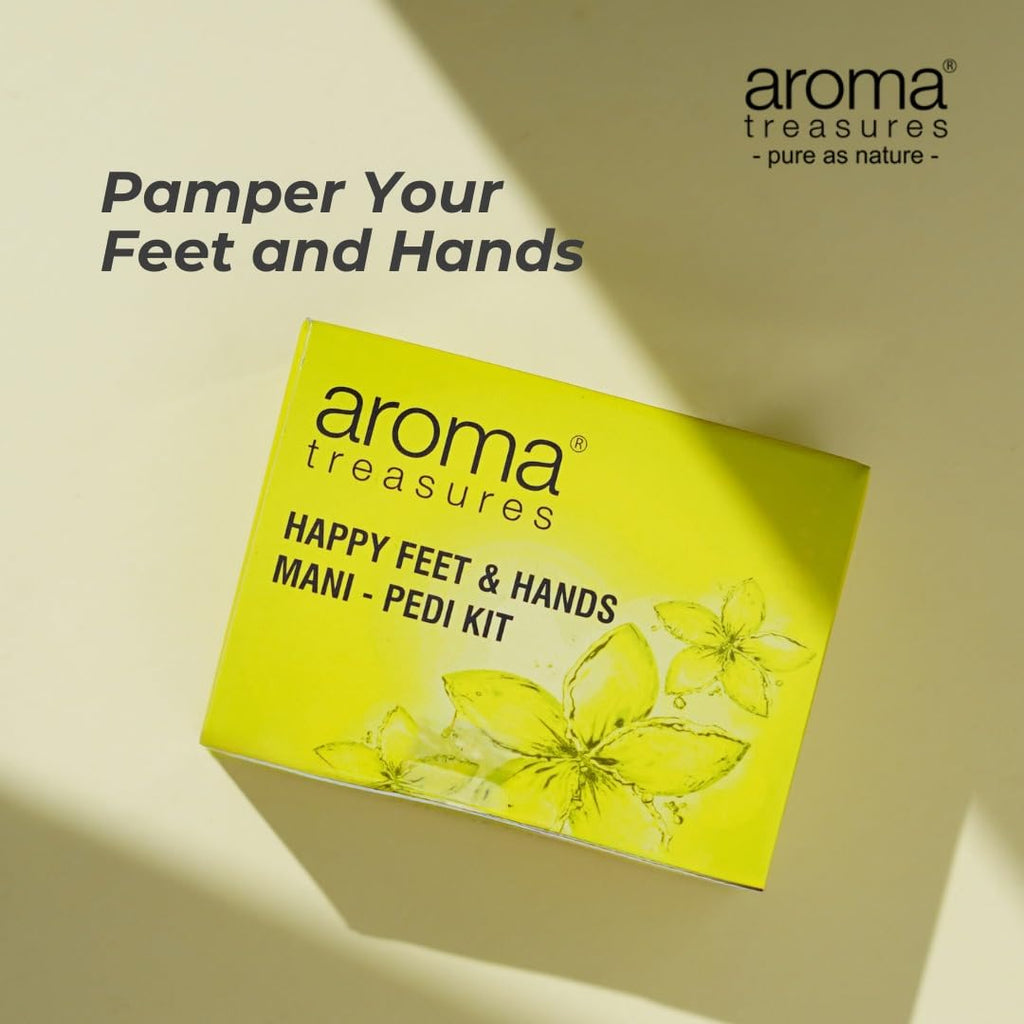 Aroma Treasures Happy Feet & Hands Manicure Pedicure Kit (33g/ml) | One-Time Use | Enriched with Pure Essential Oils | Natural Care for Soft & Refreshed Skin