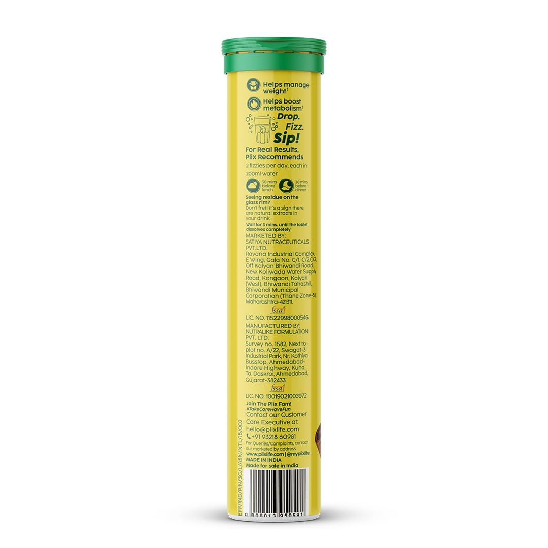 PLIX The Plant Fix Garcinia Bubbly Effervescent  Ginger, Cinnamon -15 tabs