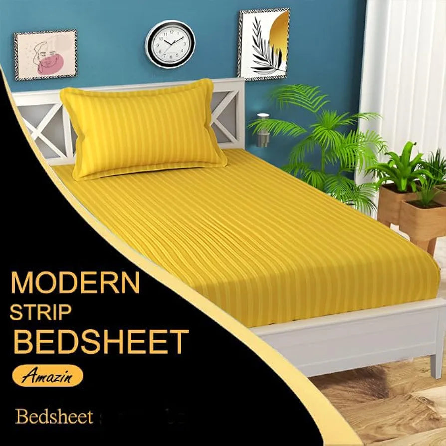 Starnstyle 220 Glace Cotton 1 Single Bedsheet with 1 Pillow Cover  Yellow