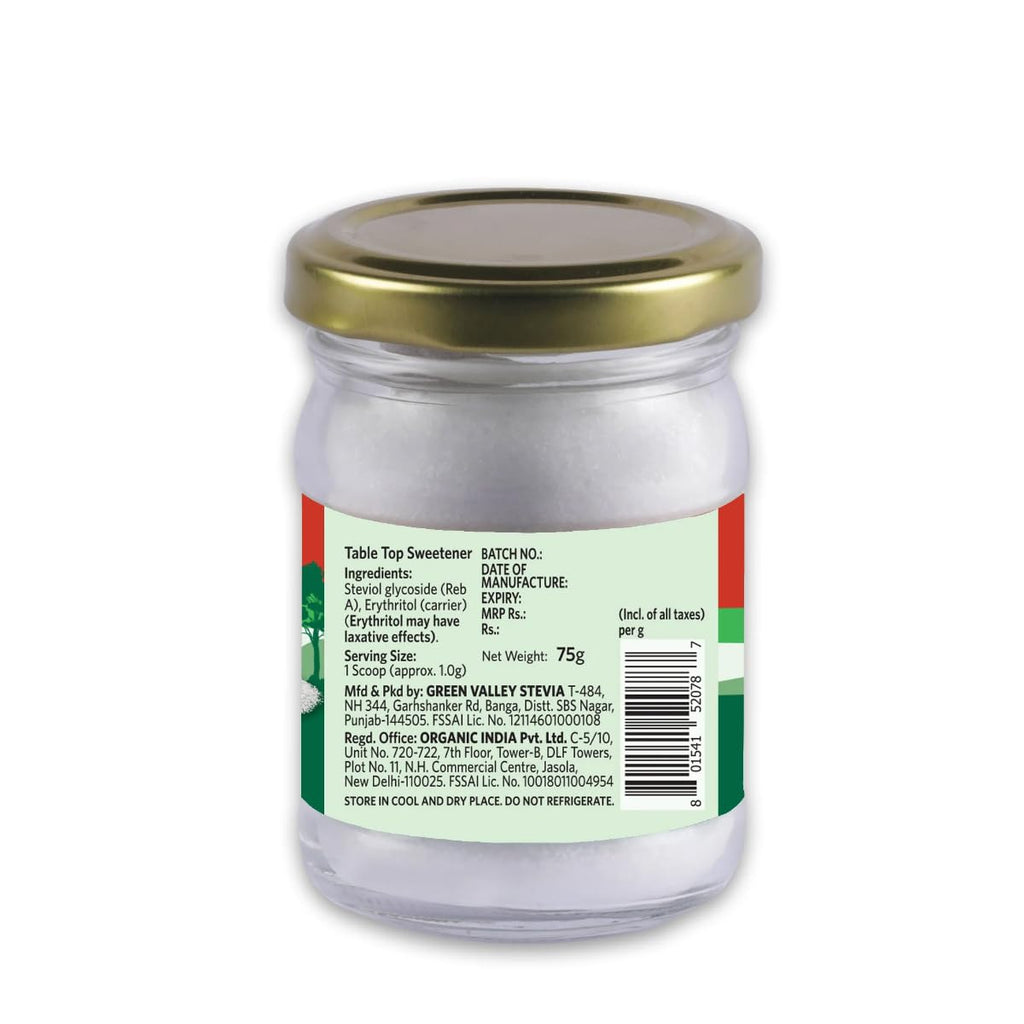 A TATA Product – Organic India Stevia Powder – 75g | Plant-Based Natural Sweetener | Zero Calories | Sugar-Free | Low Glycemic Index