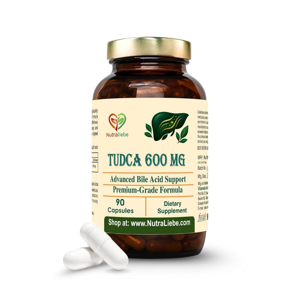 Nutraliebe TUDCA 600 mg – Tauroursodeoxycholic Acid | Advanced Liver & Gallbladder Support | Cellular Detox, Bile Flow & Antioxidant Protection | 90 Vegetarian Capsules | Non-GMO, Gluten-Free, GMP-Certified