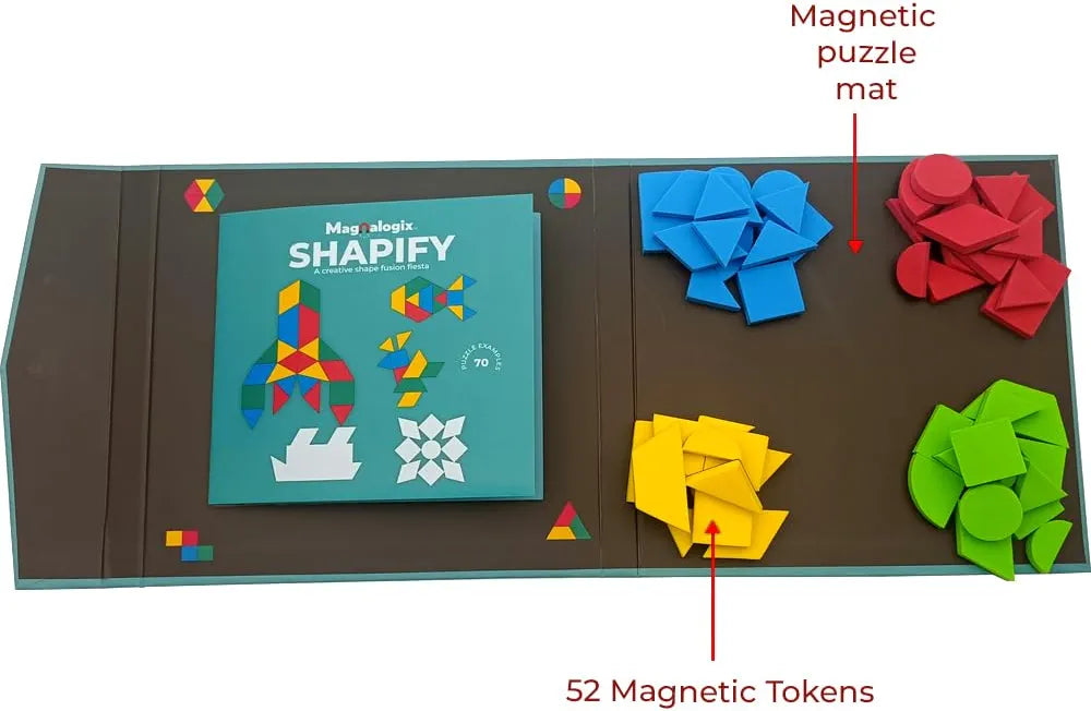 Pelikas Toyz Magnalogix Shapes Puzzle Toddler Magnetic, Shapify Magnetic Educational Montessori STEM Travel Toys for 3, 4, 5 Year Old Boys & Girls – Portable Road Trip Activity & Birthday Gift