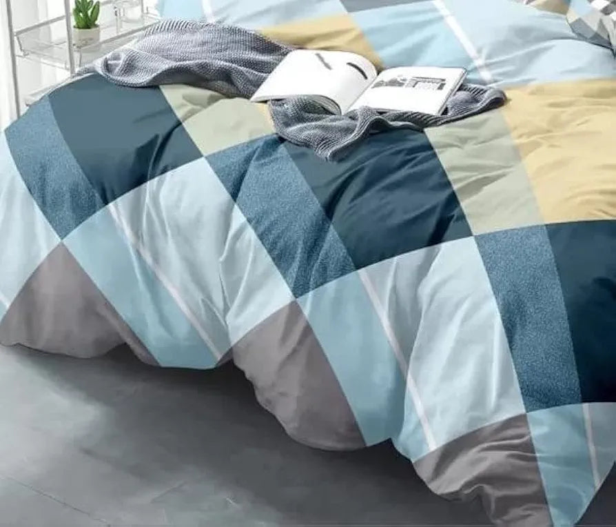 The Home Style Cotton Feel Glace Cotton Elastic Single Bed Bedsheet With 1 Pillow Cover 300 TC Light Iceberg Blue