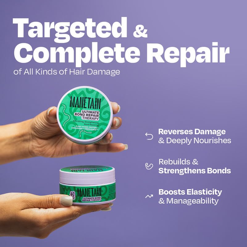 Manetain Ultimate Bond Repair Therapy 100gm | Deep Repair Curl Conditioner for Curly Hair Women & Men | Strengthening Conditioner for Frizzy Hair with FiberHance™, Plant Keratin & Ceramides | CG‑Friendly