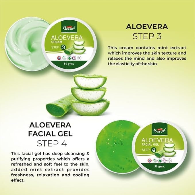 BeeOne Complete 5 step Aloevera Facial Kit for Radiance & Youthful Glow - 312 gms
