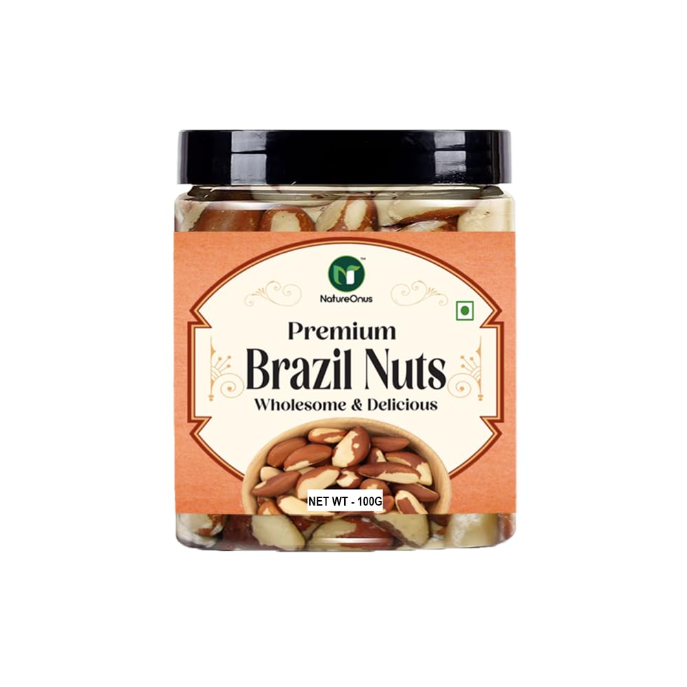 NatureOnus Brazil Nuts 100g, Premium | Rich in Selenium and Antioxidant Rich | Superfood | Have 1 Daily (Grade A ++ Nuts, Premium Jumbo Size, Imported) (100gms)