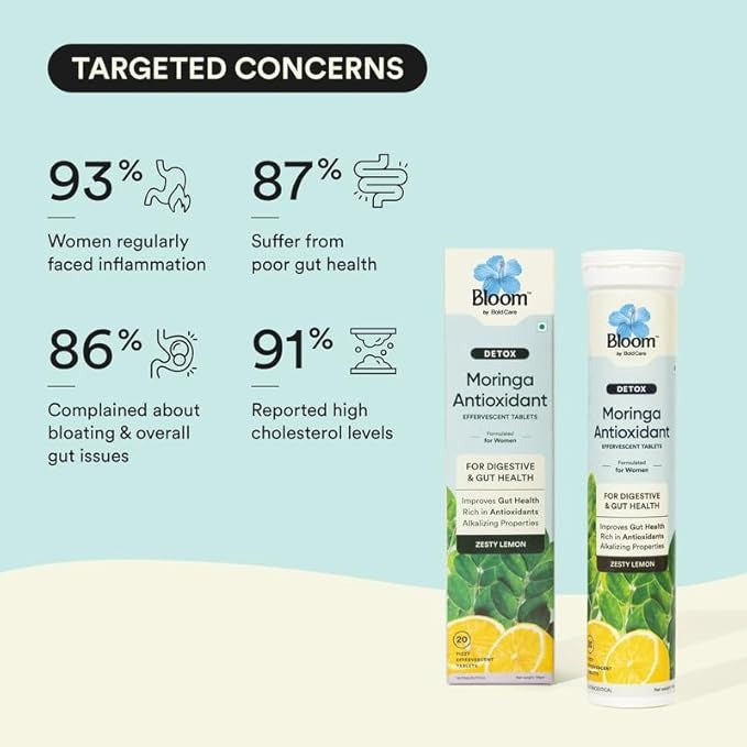 Bloom Moringa Antioxidant Effervescent Tablets Lemon - 20 Effervescent Tablets