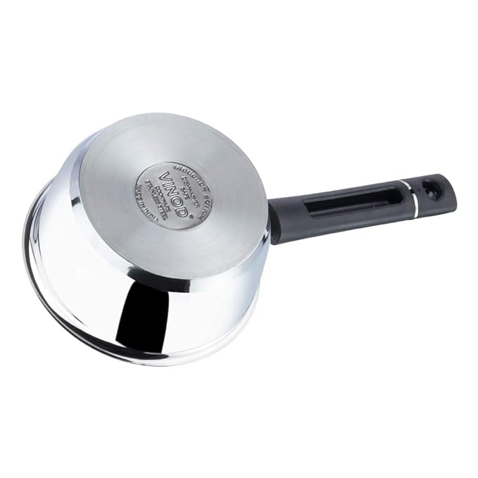 Vinod Tivoli Heavy Guage Stainless Steel Saucepan - 2.3 Litre (18cm) | SAS Bottom | 2 Layer Extra Thick Aluminum Core