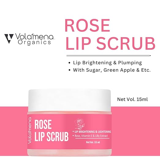 Volamena Rose & Vit-E Lip Scrub For Plumping Lips - 15 ml
