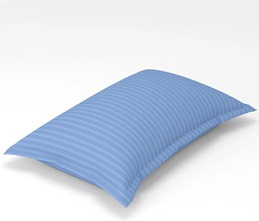 Homefab India 160 TC Stripe Glace Cotton Single BedSheet with 1 Pillow Cover Sky Blue
