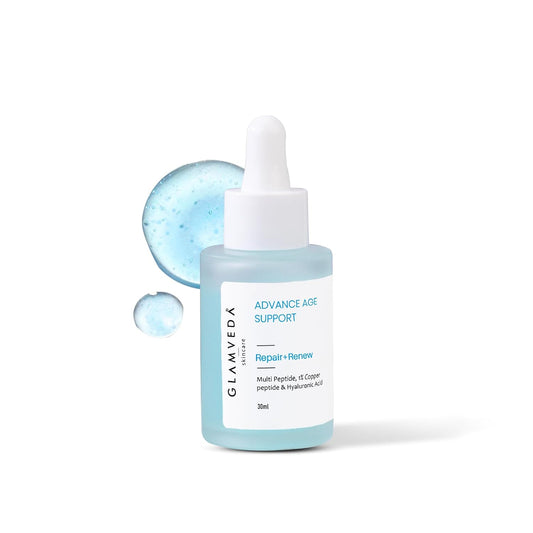 Glamveda 1% Copper peptide with Multi peptide & Hyaluronic acid Advance Age Support Face Serum | Reduces signs of ageing, Boosts collagen | Restores youthfull glow | All Skin Types