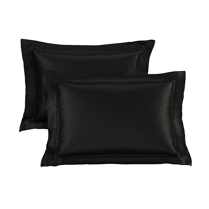 Stoa Paris Pillow Covers Set of 2 Pieces Satin Pillow Covers Colour Midnight Black