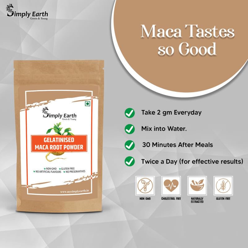 Simply Earth Korean Red Ginseng 100g and Gelatinised Peruvian Maca Root 75g Combo | Natural Herbal Supplement for Men & Women | Boosts Focus, Energy & Physical Endurance