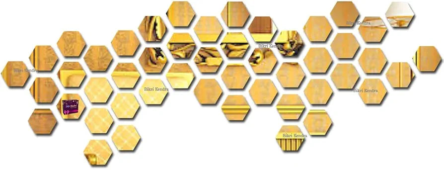 Bikri Kendra Hexagon Stickers for Wall Hexagon Wall Stickers Acrylic Mirror Wall Decor Sticker Hexagonal Mirror Wall Sticker