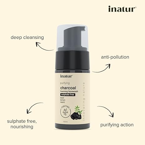 Inatur Purifying Charcoal Foaming Face Wash - 100 ml