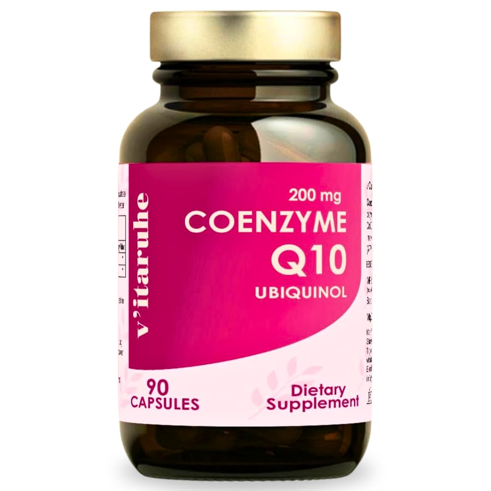VITARUHE® Coenzyme Q10 200 mg per Capsule, Vegan, 90 Capsules for 3 Months, Best Bio-Availability, Premium Product, With BioPerine