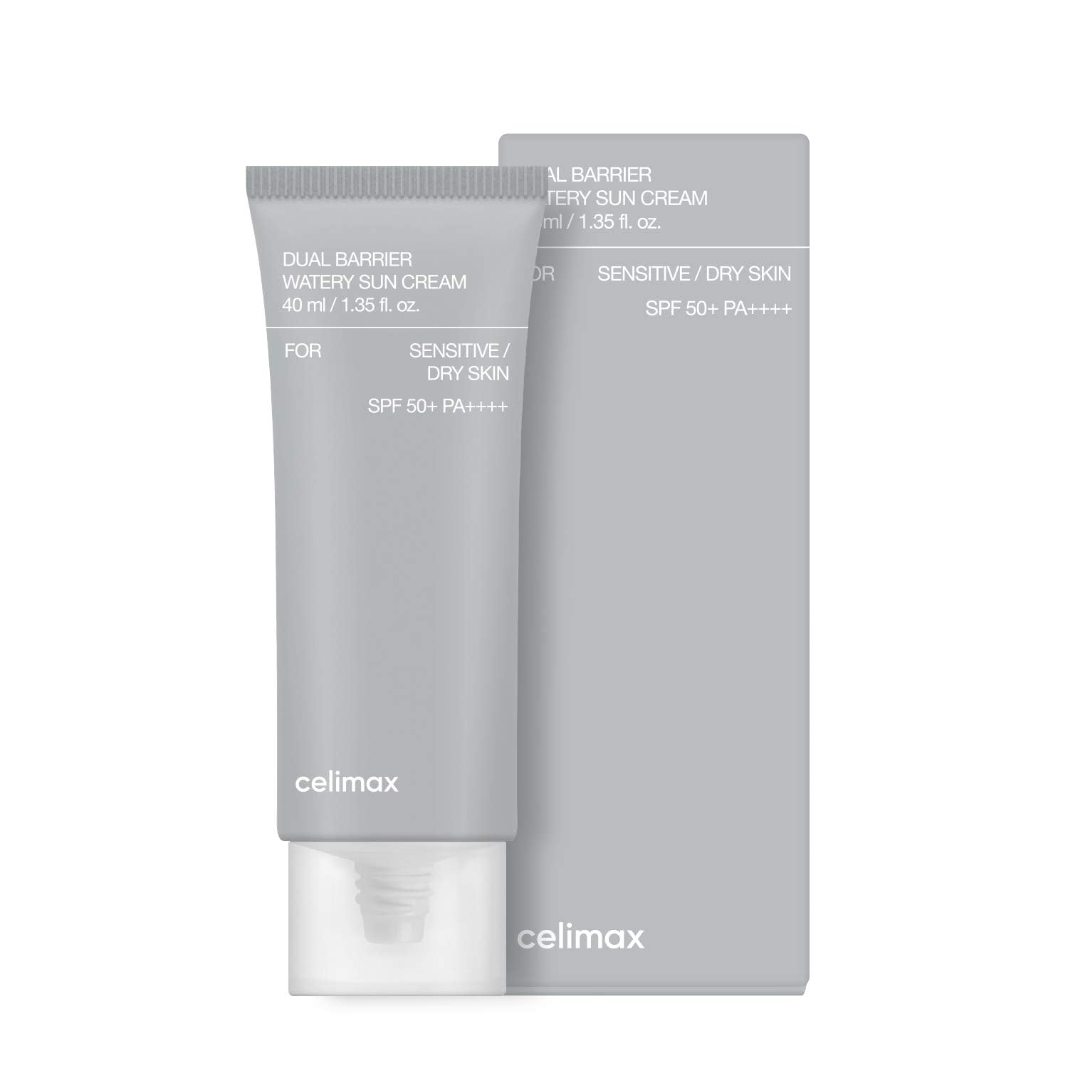 celimax Dual Barrier Watery Sun Cream SPF50+ PA++++ (40ml) Korean Sunscreen with Barrier-Strengthening Ceramides & Hyaluronic Acid, Daily Hydrating, Non-Greasy & Invisible Finish, UVA/UVB Sun Protection for All Skin Types