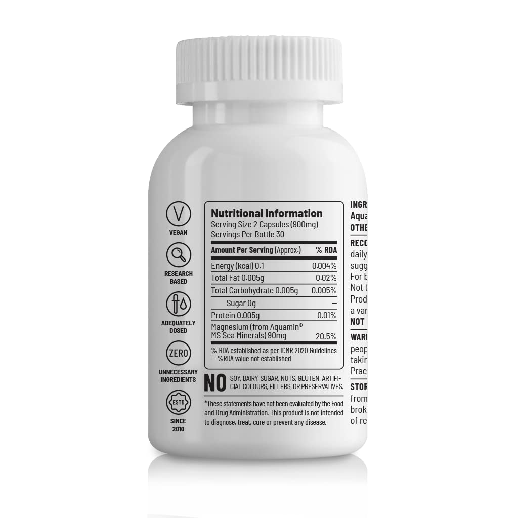 Unived Marine Magnesium, Natural Aquamin Magnesium from Sea Water, Supports Enzyme Function & Energy Production, 60 Vegan Capsules