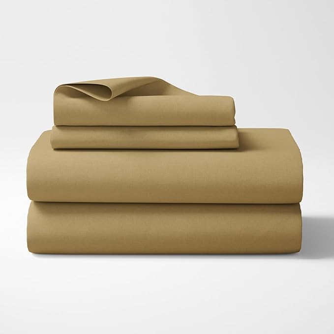 Haus & kinder Cotton Plain Solid Bedsheet for King Size 2 Pillow Covers | Colour Taupe