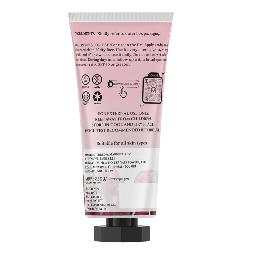 BLUSHLIN 10% Tranexamic Acid Cream with 2% Kojic Acid + 5% Vitamin C + 1% Arbutin | Pigmentation Removal Face Cream | Helps Even Skin Tone, Reduce Dark Spots, Blemishes and Scars - 10gm