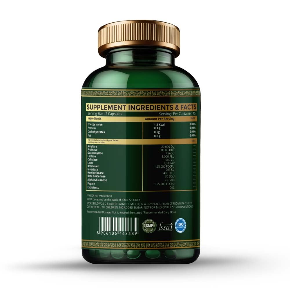 Simply Herbal Digestive Enzyme Capsules - For Better Digestive Function, Healthy Gut, & Health Management - 60 Capsules - For Men & Women