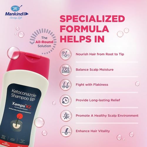 Mankind Xampu KZ Anti Dandruff Shampoo with Ketoconazole 5.5 pH Balanced - 100 ml