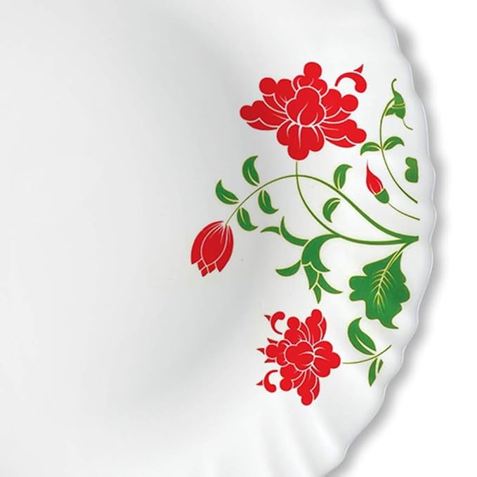 Larah by Borosil Hazel, Opalware Full Plate | 11 Inch | White | Set of 6