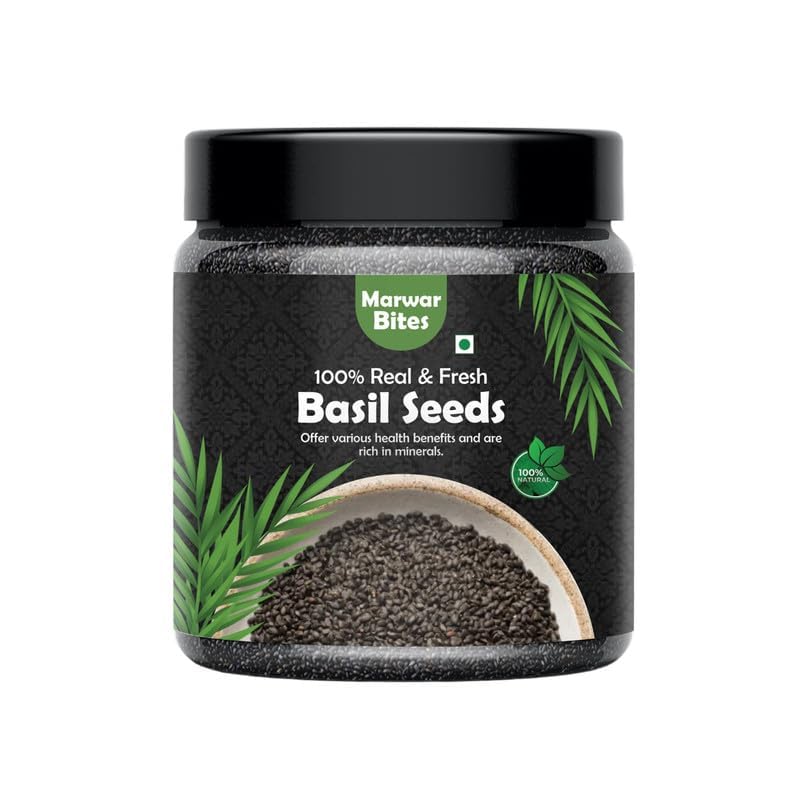 MarwarBites Raw Basil Seeds/Sabja | Tukmaria Seeds for Weight Management | Reduce body heat | Seeds for Eating