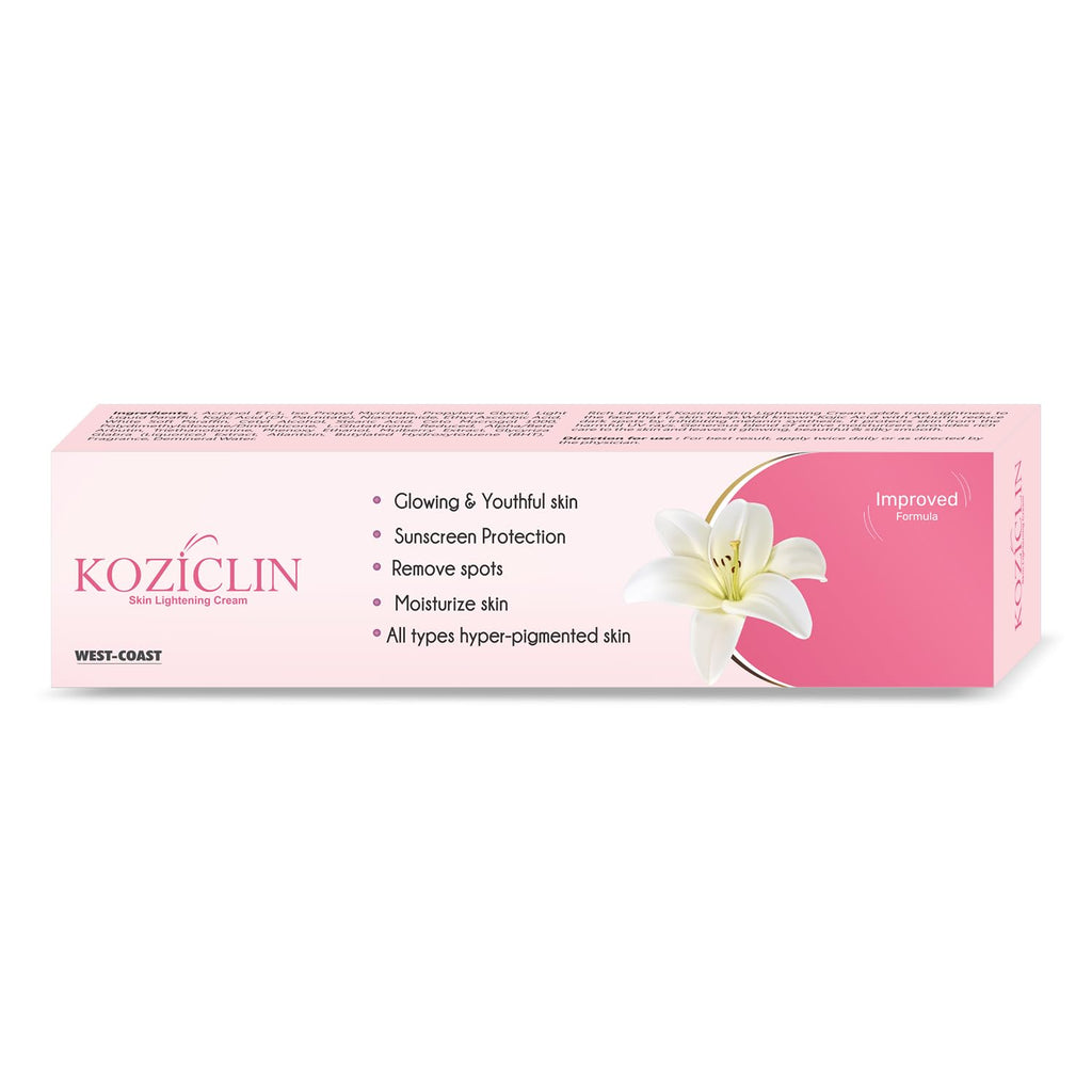 Koziclin Kojic Acid, Arbutin, Vitamin C, Glutathione & Niacinamide Skin Whitening & Lightening Cream| Brightening Face Cream for Glowing Skin, Removes Dark Spots, Tan & Pigmentation | Lightweight For Men & Women - 15 Gm