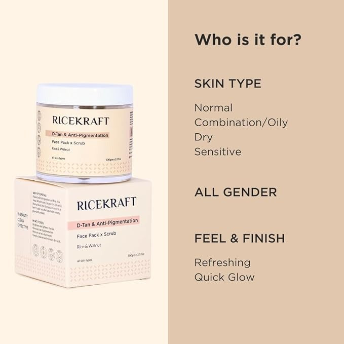 RiceKraft Twin Action De Tan Face Pack Plus Scrub  - 100 gms