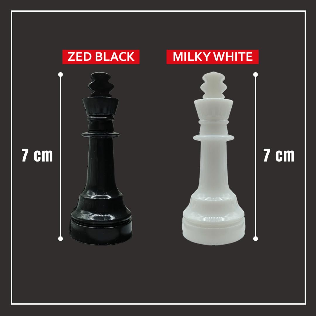 Kids Mandi Foldable Chess Board Set Black and White Chess Pieces