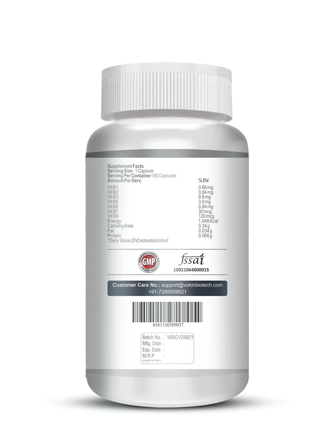 Vokin Biotech 100% Natural Vitamin B-Complex - Quinoa Sprout - 90 Capsules
